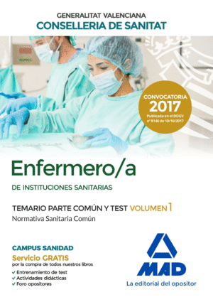 ENFERMERO/A DE INSTITUCIONES SANITARIAS DE LA CONSELLERIA DE SANITAT DE LA GENER