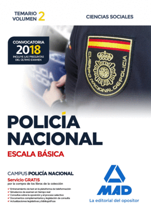 POLICÍA NACIONAL ESCALA BÁSICA. TEMARIO VOLUMEN 2 CIENCIAS SOCIALES