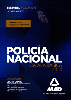 POLICÍA NACIONAL ESCALA BÁSICA. TEMARIO VOLUMEN 1 CIENCIAS JURÍDICAS