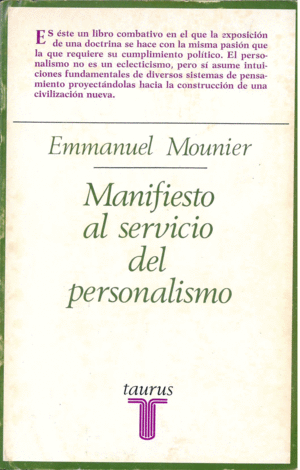 MANIFIESTO AL SERVICIO DEL PERSONALISMO
