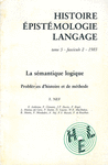 HISTOIRE ÉPISTÉMOLOGIE LANGAGE (TOME 5 - FASCICULE 2 - 1983)